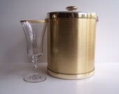 Vintage Gold Colored Insulated Ice Bucket, Ice Bucket, Barware, Serving