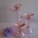 Vintage Pink Glass Candle Holders, Set of 3 Graduated Sizes