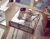 solid panel wood stool with metal legs "monik"