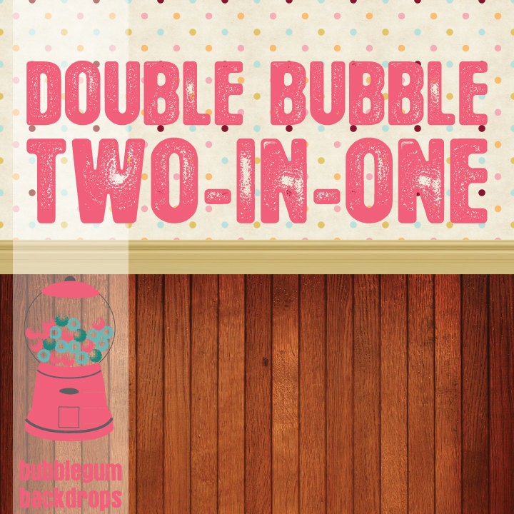 Two-in-One - 48"x96" DOUBLE BUBBLE -48"x96"  - Vintage Dot and Wood - Vinyl Photography Backdrop Photo Pro