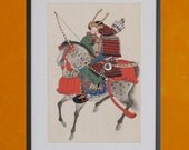 Samurai on Horseback, Artist Unknown, 1878 - 8.5x11 Poster Print - also available in 13x19 - see listing details