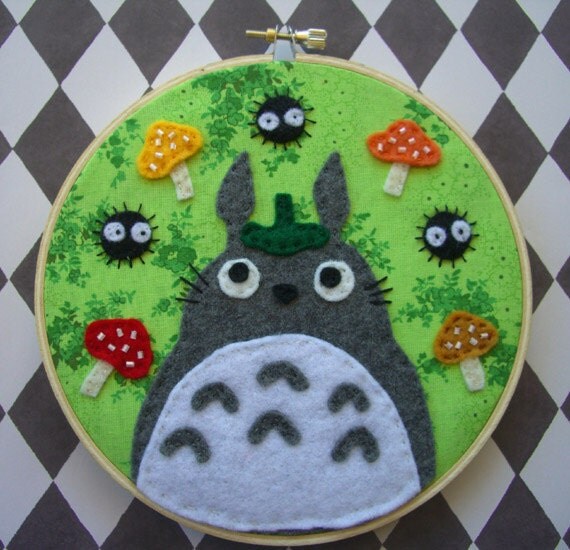 My Neighbor Totoro Hand Embroidered 6in Hoop--Studio Ghibli