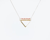 Coral & Brass Triangle - 14k Gold Filled Chain - MadeByMaru