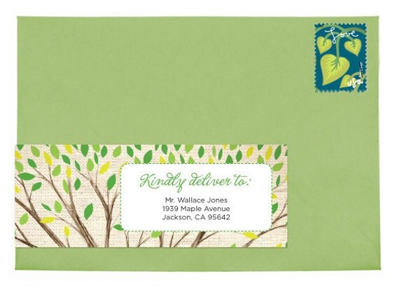 DIY Printable Tree Leaves Wrap Around Address Label