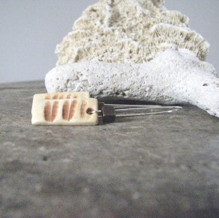 handmade ceramic earrings, starfish, earth tones