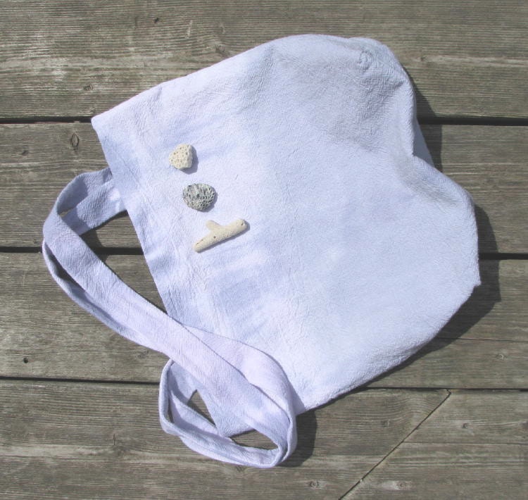 hand-dyed cotton beach tote, pink, blue, and slate, crinkle cotton