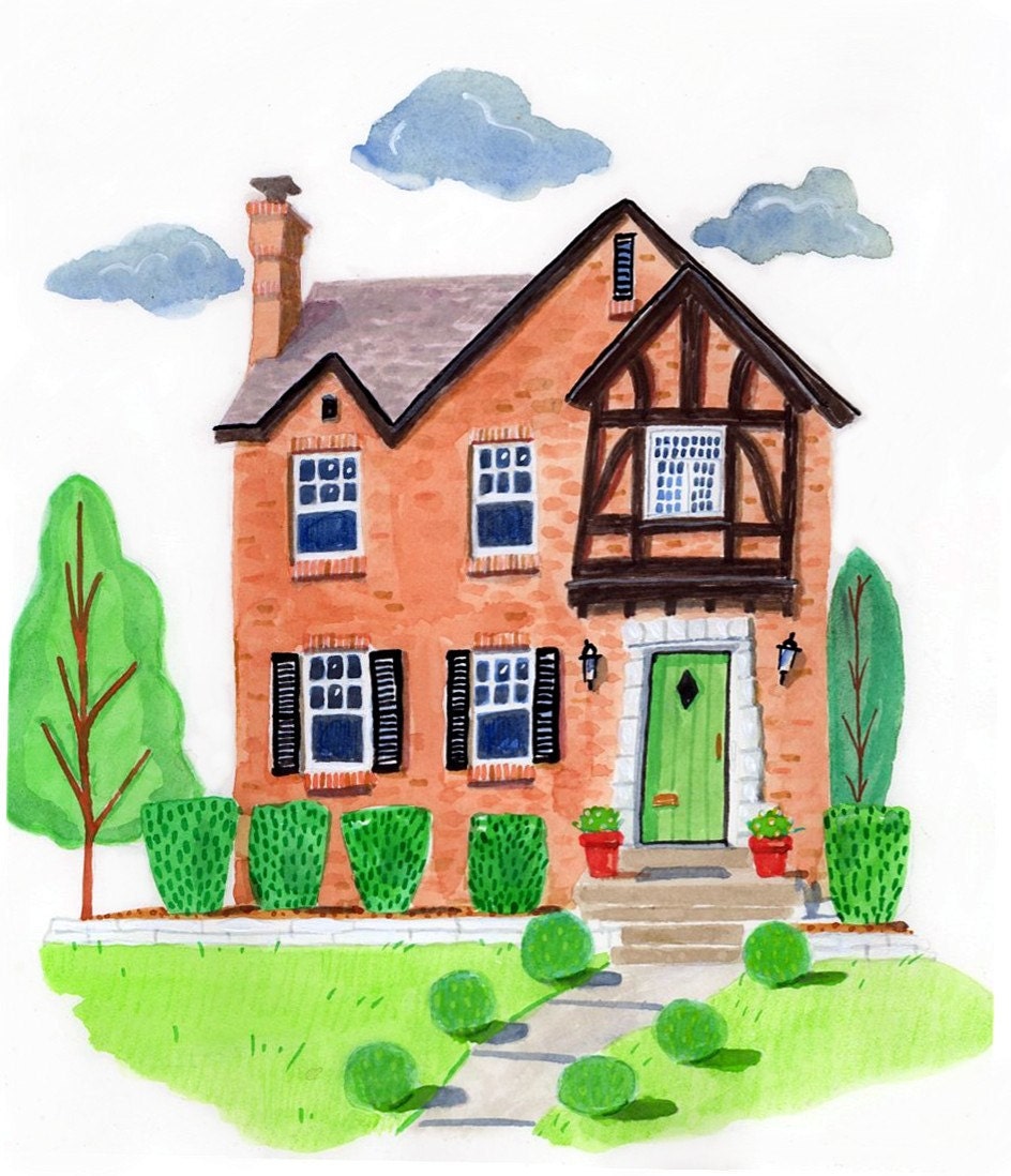 Custom House Portrait Painting, Great Mothers Day Gift, Weddings, Birthday, Moving, Anniversary