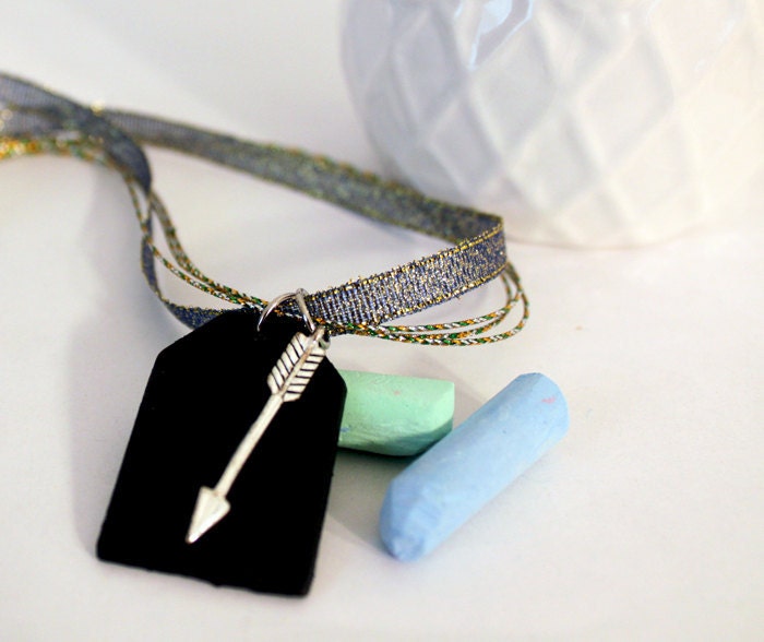 Arrow Necklace Southwestern Tribal with Chalkboard  Tag