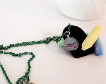 Spring Bird Necklace Customize Your Own Chalkboard Tag with Bird Charm