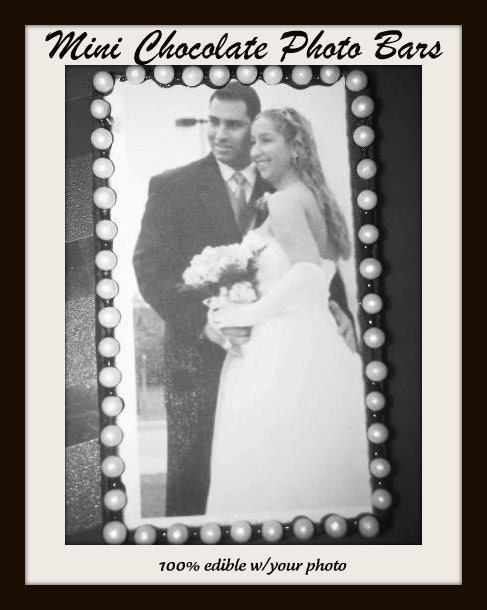 CHOCOLATE PHOTO BARS Personalized w/your photo 100% edible. Parties, events, gifts, favors, 1 of a kind, gorgeous wedding idea. 6 dozen