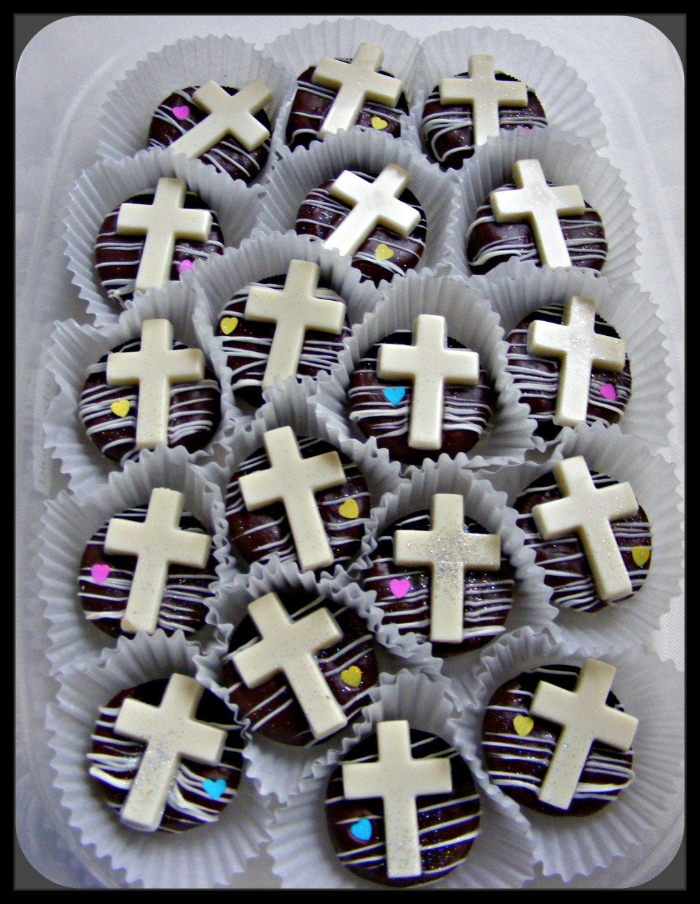 CHOCOLATE COVERED OREOS with Crosses - Boxed and beautiful, Baptism, Salvation, Church, Jesus Saves.