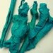 Dyed Silk Carrier Rods. Fancy Collage Elements. Turquoise Blue