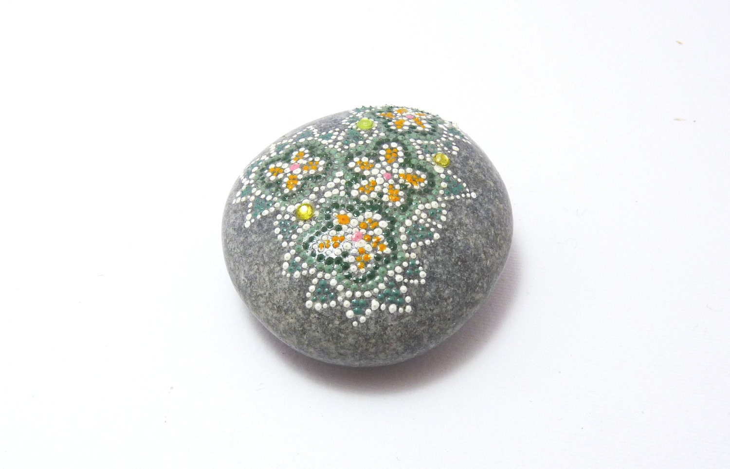RESERVED FOR DAVE - EverGreen / Hand painted stone by circle and the dot