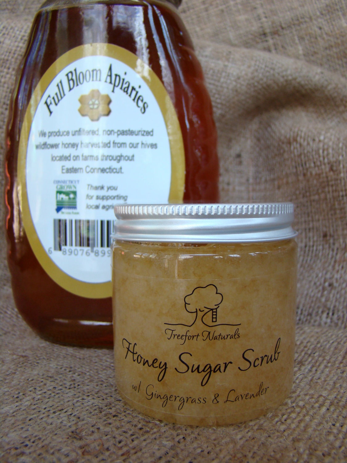 Honey Sugar & Salt Scrub with Gingergrass and Lavender - All Natural