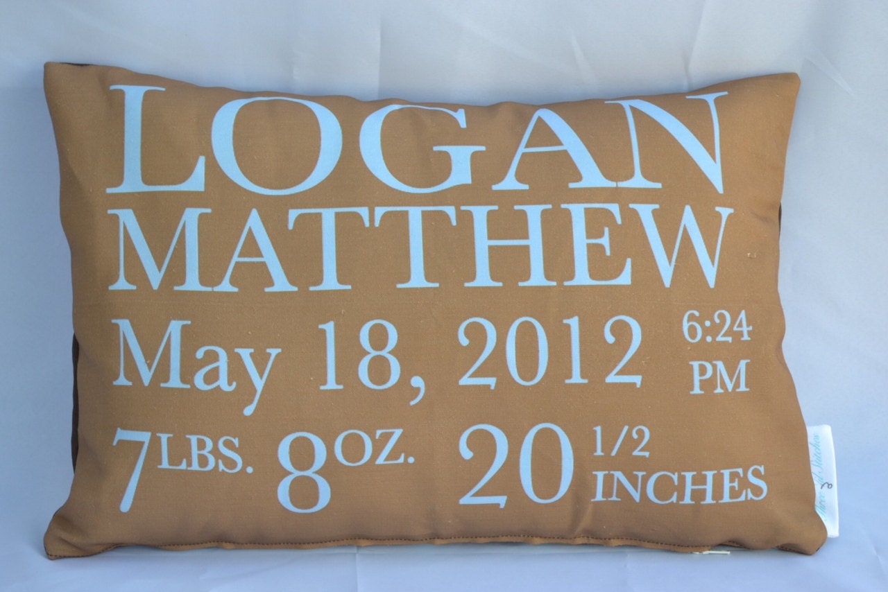 Birth Announcement Pillow baby gift birthday baby shower new baby baby girl baby boy baby pillow custom pillow