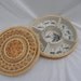 Vintage Asian Inspired Hand Pianted Ceramic Appetizer Serving Tray in Wicker Basket with Lid- Decorated in Blue Sealife-