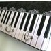 Jewelry Holder and Key Rack - "Piano" - Black and White Piano, Musical Instrument, Ebony and Ivory, Lacy Detail (5 nickel hooks)