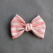 Light Pink Stripe Silk Hair Bow Clip - 4.5 inches/11.5cm - Ready to Ship Hair Accessories