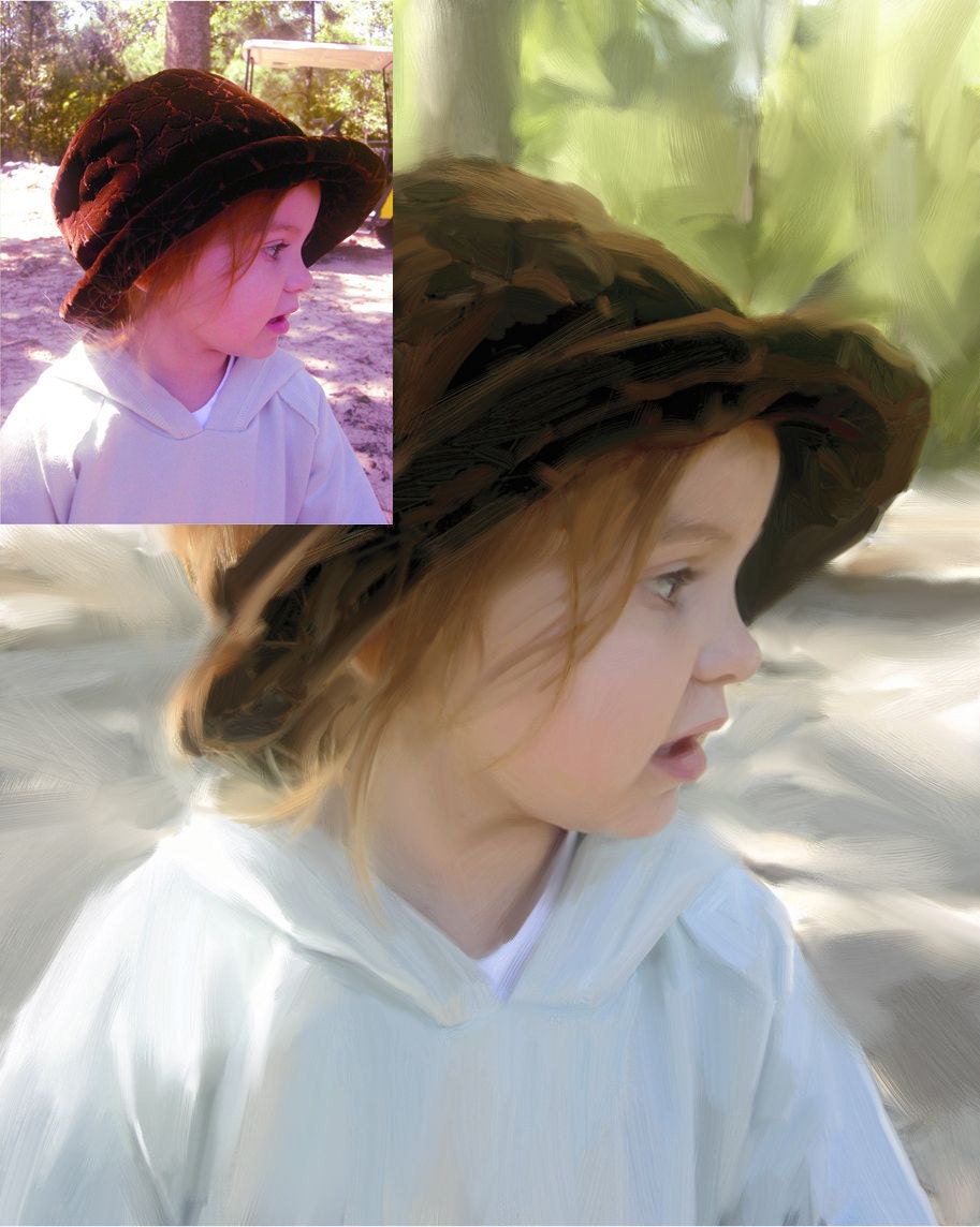 11x14 Custom Kids Portrait Hand Painted Children Art Oil Painting New Born Birthday Gift