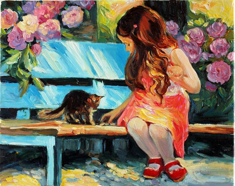 Children Room Decor Kids Oil Painting on Canvas Hand Painted Miniature Art