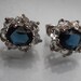 Blue glass facet rhinestone earrings