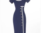 Cute buttoned Pencil dress Mad men Reproduction Joan dress wiggle