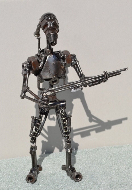 Hand Made BATTLE DROID 10 Inches Recycled Scrap Metal
