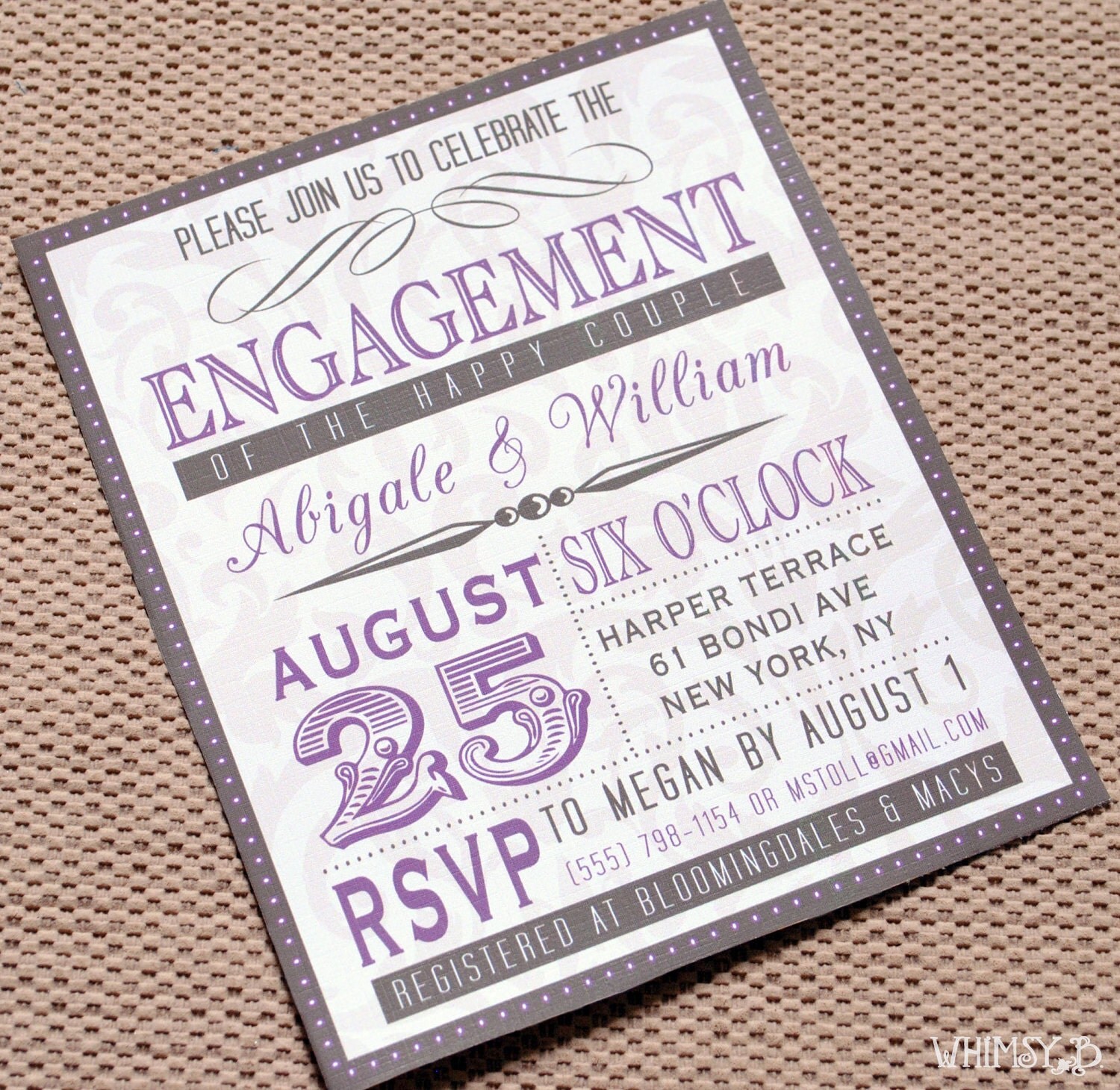 Purple Engagement Invitations