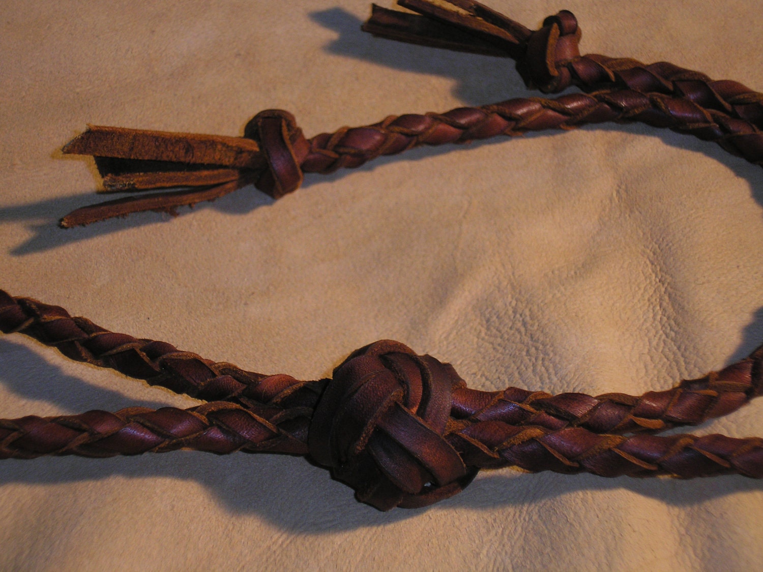 Free Ship USA Canada Leather bolo Lanyard split hide Double Turk's Head Knot Slide