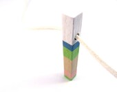 Wood Necklace Painted Wood Jewelry Reclaimed Wood Art Modern Folk Art Nature Necklace