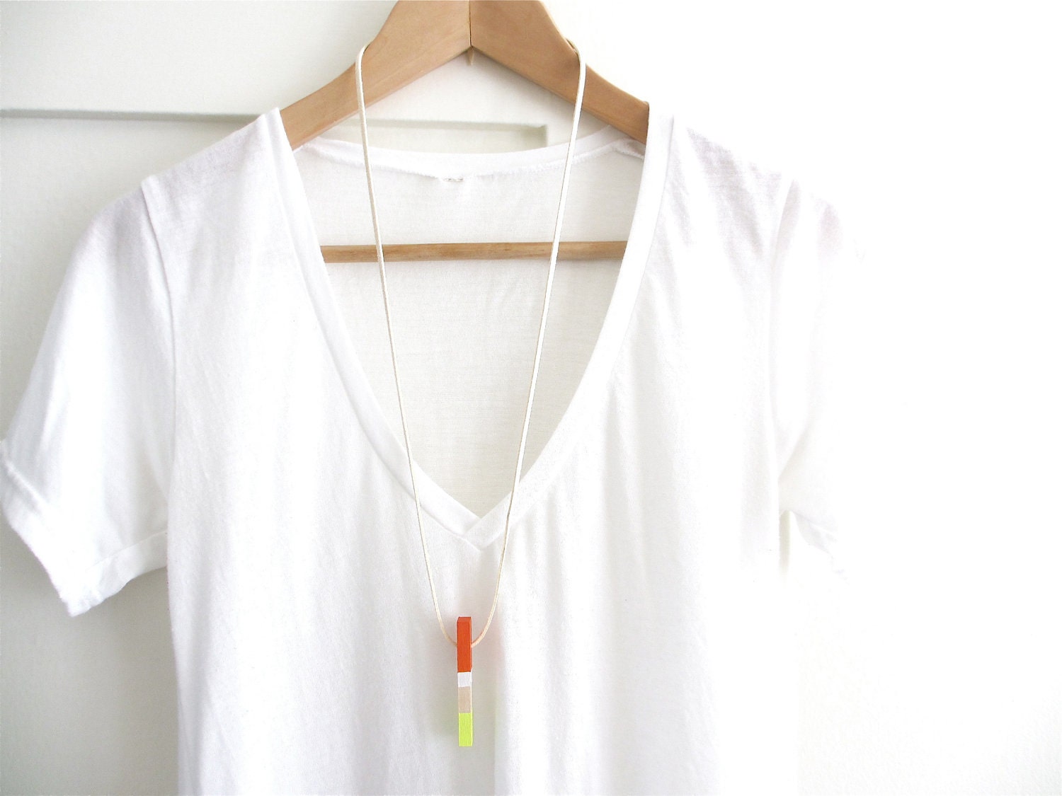 WOOD PENDANT NECKLACE Painted Wood Necklace Nature Necklace