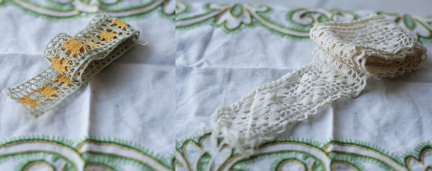 French Vintage Trim Sampler B - 5 lengths of trim