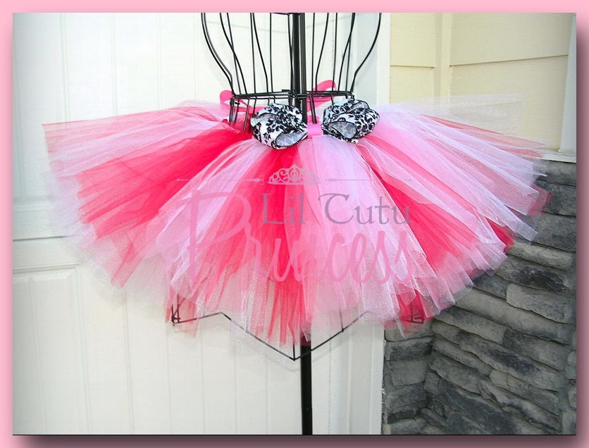Adora - Valentine Tutu of White, Pink & Shimmer Red with Damask Bow - Available in Sizes Infant, Toddler, Girls, Teenager and Adult