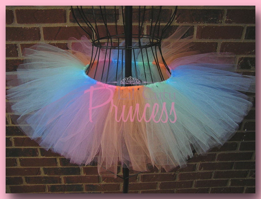 Kaylee - Pastel Rainbow Tutu - Pink, Peach, Mint, Aqua and Light Blue - Available in Infant, Toddler, Girls, Teenager and Adult Sizes