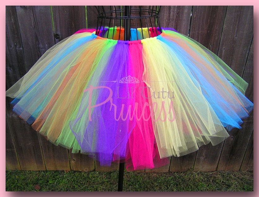 Alexis - Fuchsia, Purple, Yellow, Turquoise Orange and Apple Green Tutu - Available in Infant, Toddler, Girls, Teenager and Adult Sizes