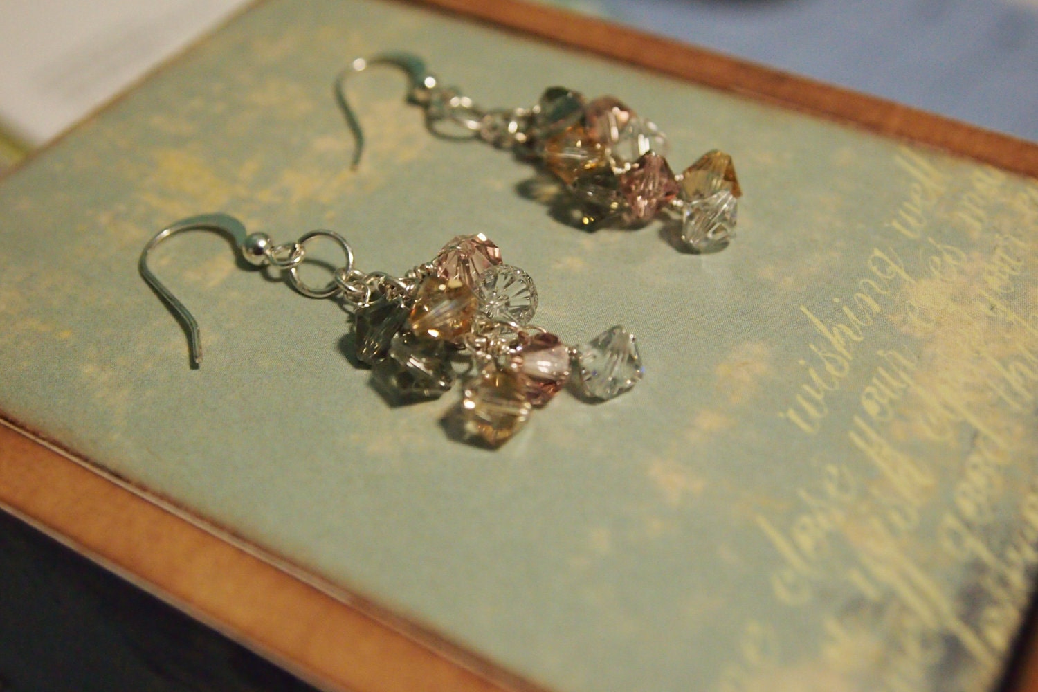 Swarovski Crystal Earrings - Drop Earrings - Crystal Cluster Earrings - Pale Pastel Colors