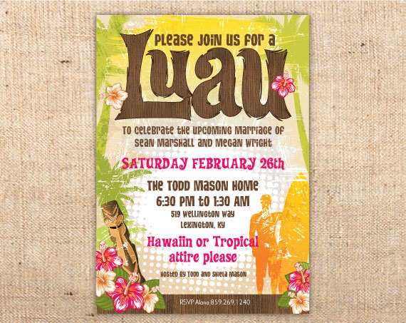 Retro Hawaiian Tropical Luau Customizable Party Invitation