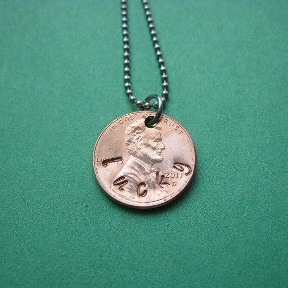 Lucky Penny Charm Necklace or Key Chain - Hand Stamped