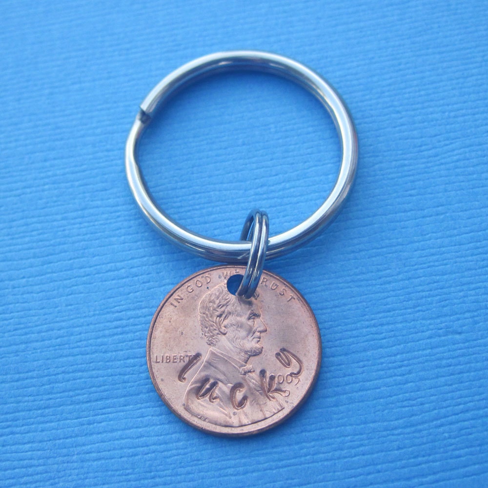 Lucky Penny Charm Necklace or Key Chain - Hand Stamped