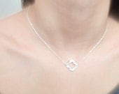 Brushed clover Sterling silver necklace-Good luck wishes-simple everyday jewelry