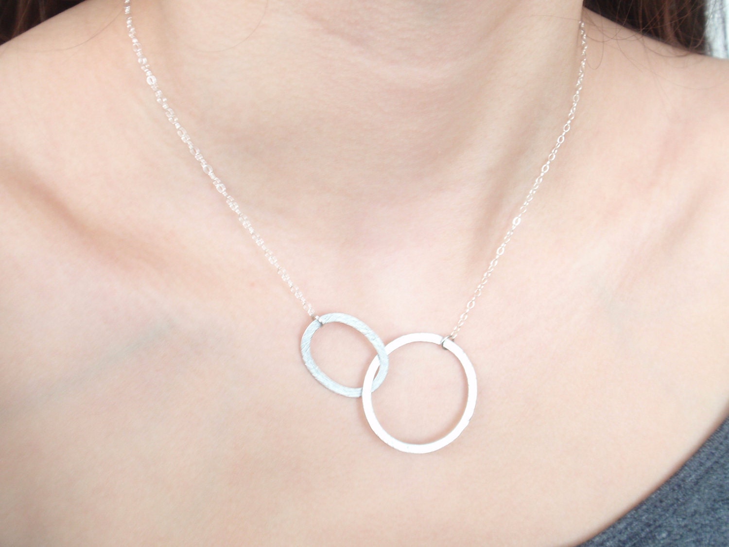Double ring Infinity Sterling silver necklace-simple, stylish jewelry