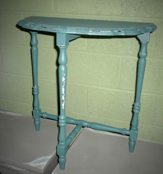Turquoise blue accent table by silvergrottoboutique on Etsy