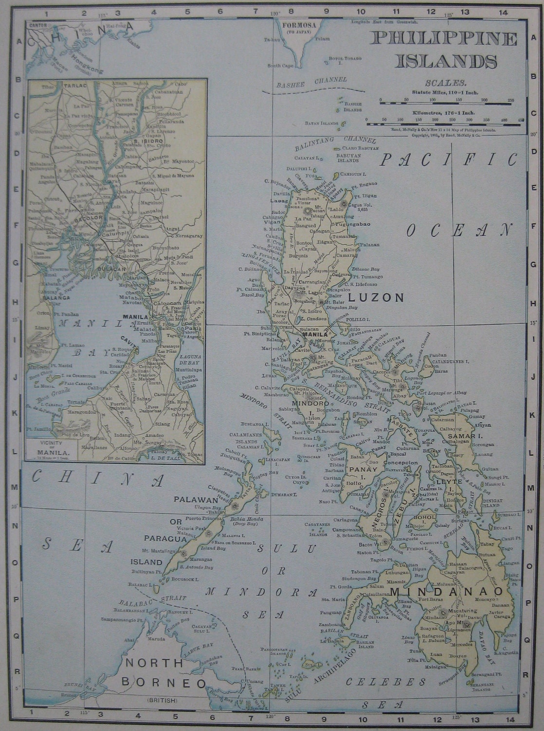 Antique PHILIPPINES Map Of The Philippine Islands Vintage 1901