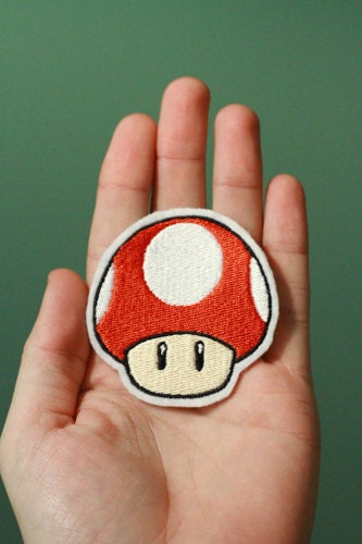 SUPER MUSHROOM --Nintendo Throwback Customizable Embroidered Iron-on Mario Patch