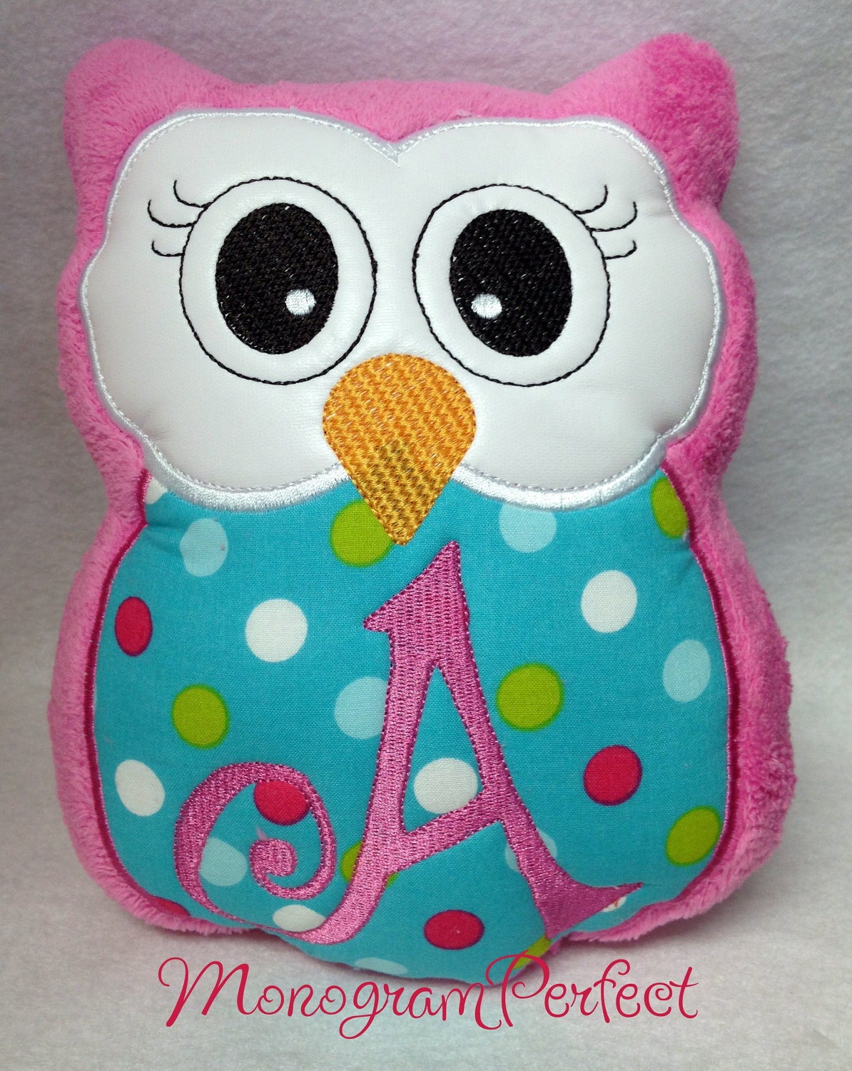 Personalized, Monogrammed, Initial Stuffed Owl Reading Buddy Soft Toy Pillow