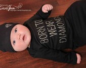 Baby Coming Home Outfit  -" Born To Wear Diamonds" Hat and Gown Set by Candy Shop Kids - FREE SHIP