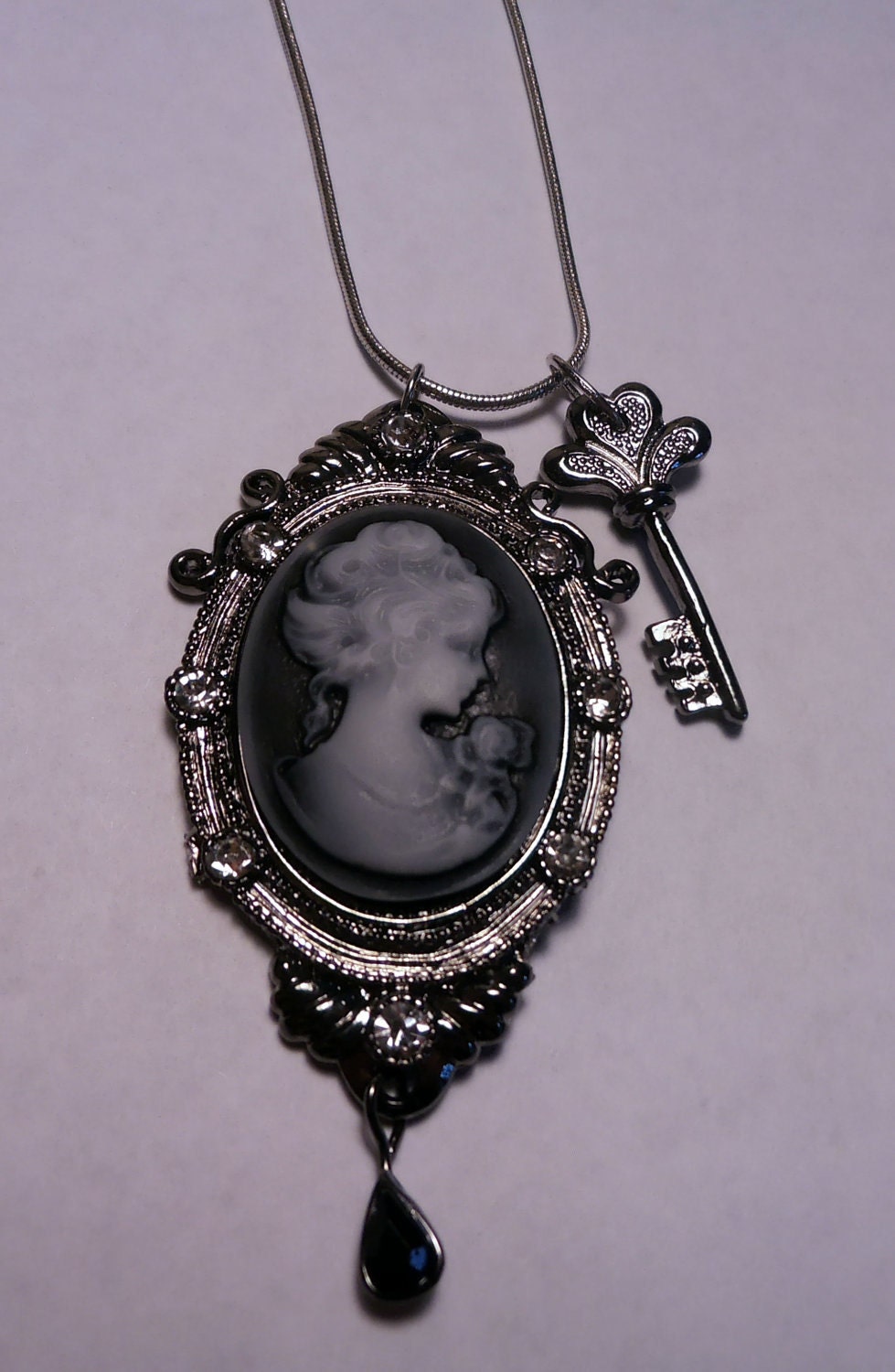 Cameo and Key Necklace