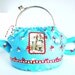 Alice Wonderland Tea Pot Bag Blue Red Mushrooms