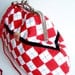 Shoulder Purse Red White Diamonds Printed Fabric Charming Bow