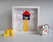 Yellow Brick Road - Free UK shipping - Wizard of Oz Art - appliqued and framed - kids room